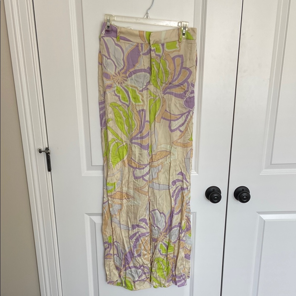 Zara Floral Pencil Skirt in Purple and Green